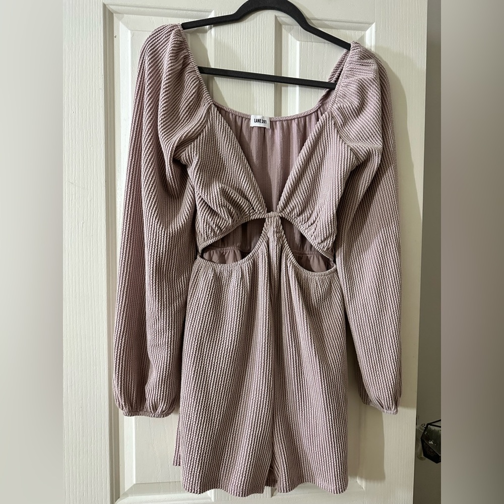 Purple cutout long sleeve romper